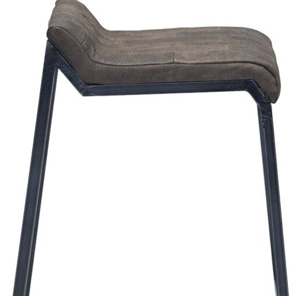 Brown Leather And Dark Grey Counter Stool By Homeroots | Counter Stools | Modishstore - 5