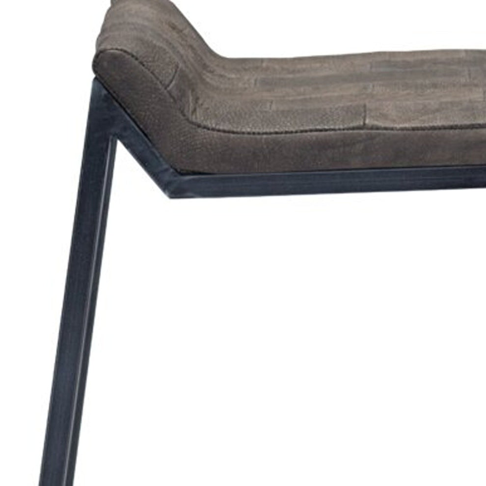 Brown Leather And Dark Grey Counter Stool By Homeroots | Counter Stools | Modishstore - 6
