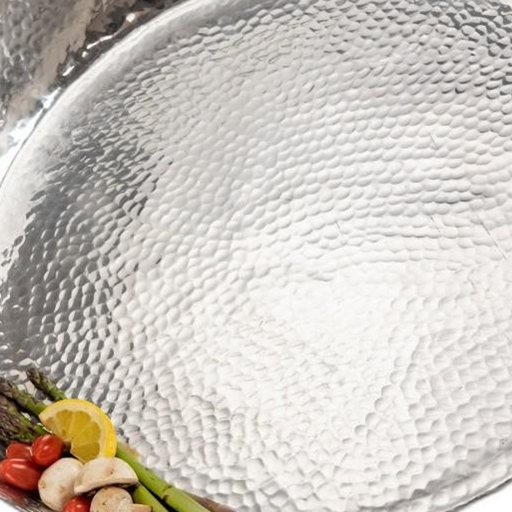 Round Silver Hammered Tray By Homeroots | Trays | Modishstore - 6