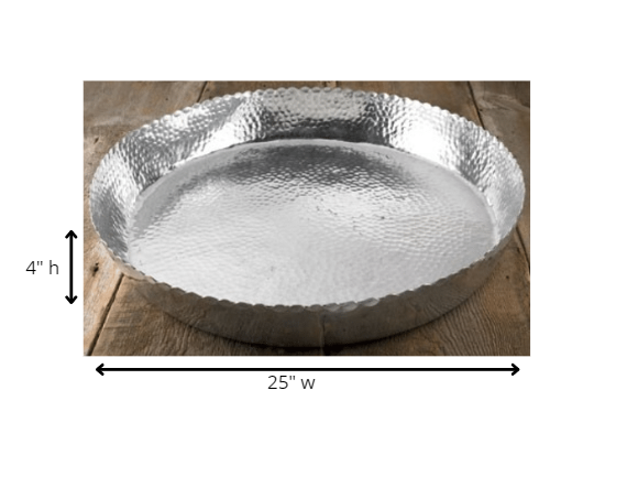 Round Silver Hammered Tray By Homeroots | Trays | Modishstore - 7