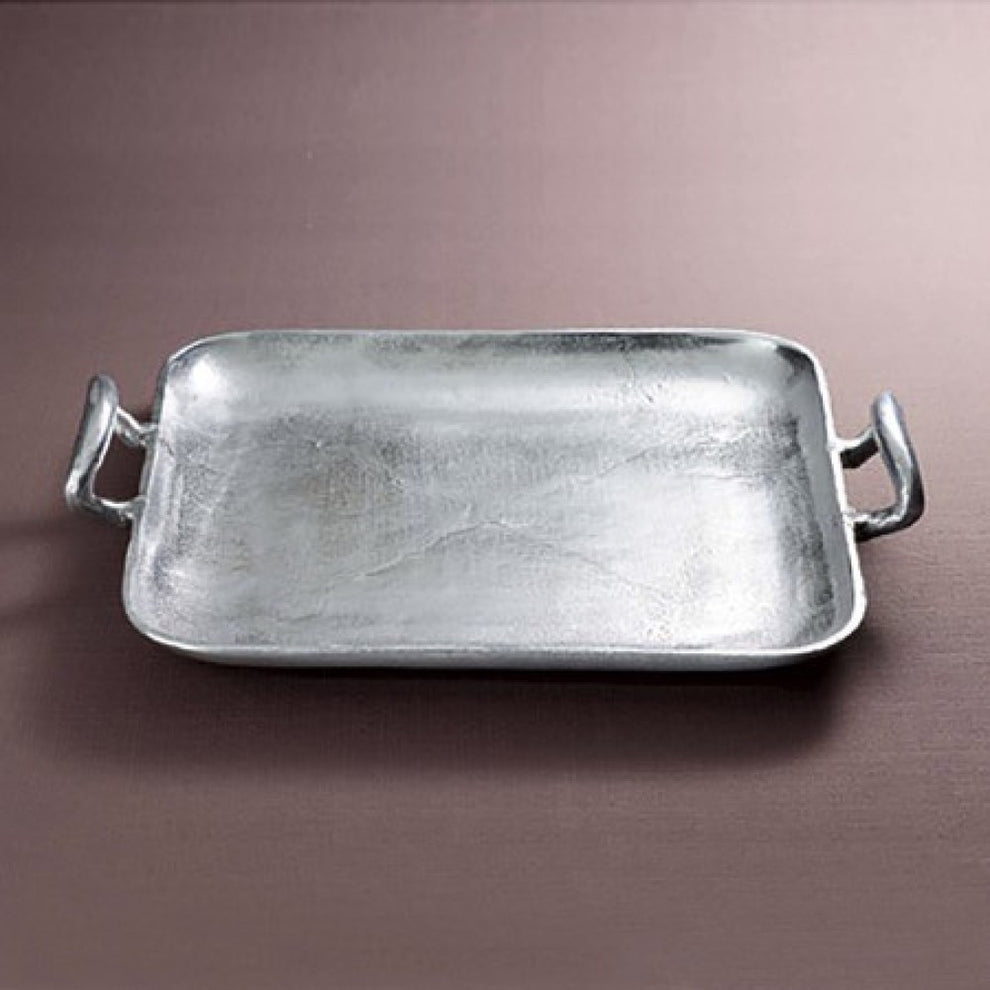 Silver Square Shaped Metal Tray By Homeroots | Trays | Modishstore - 2
