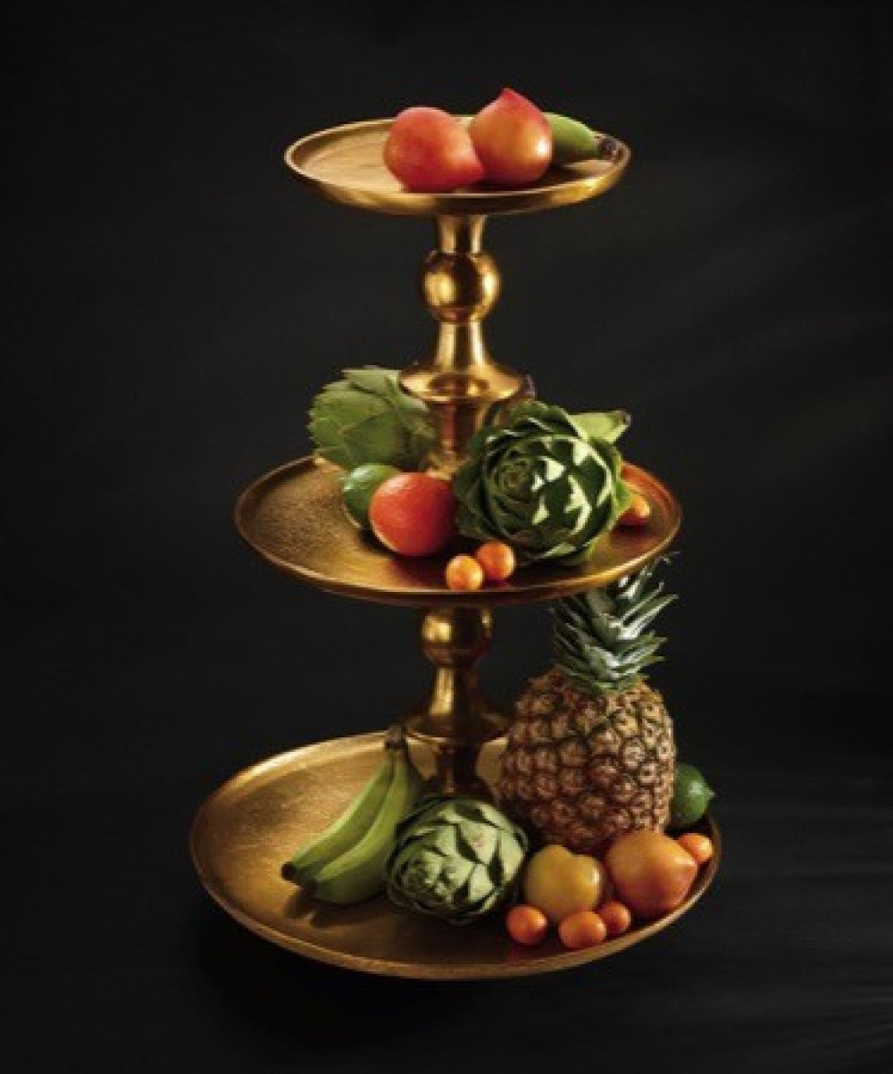 Gold Decorative Three Tier Stand By Homeroots | Decorative Trays & Dishes | Modishstore - 2