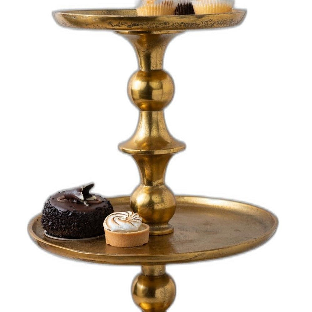 Gold Decorative Three Tier Stand By Homeroots | Decorative Trays & Dishes | Modishstore - 5
