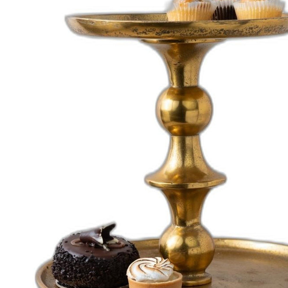 Gold Decorative Three Tier Stand By Homeroots | Decorative Trays & Dishes | Modishstore - 6