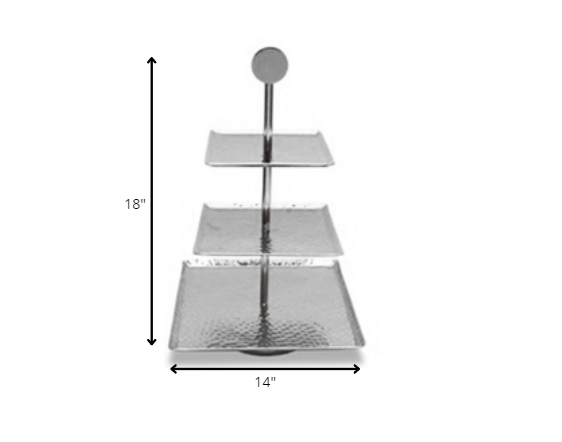 Hammered Square Shaped Three Tier Stand By Homeroots | Trays & Pedestals | Modishstore - 3