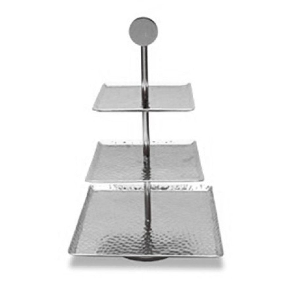Hammered Square Shaped Three Tier Stand By Homeroots | Trays & Pedestals | Modishstore - 4