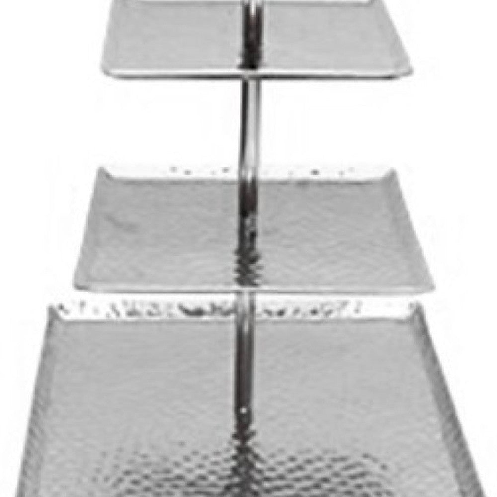 Hammered Square Shaped Three Tier Stand By Homeroots | Trays & Pedestals | Modishstore - 5