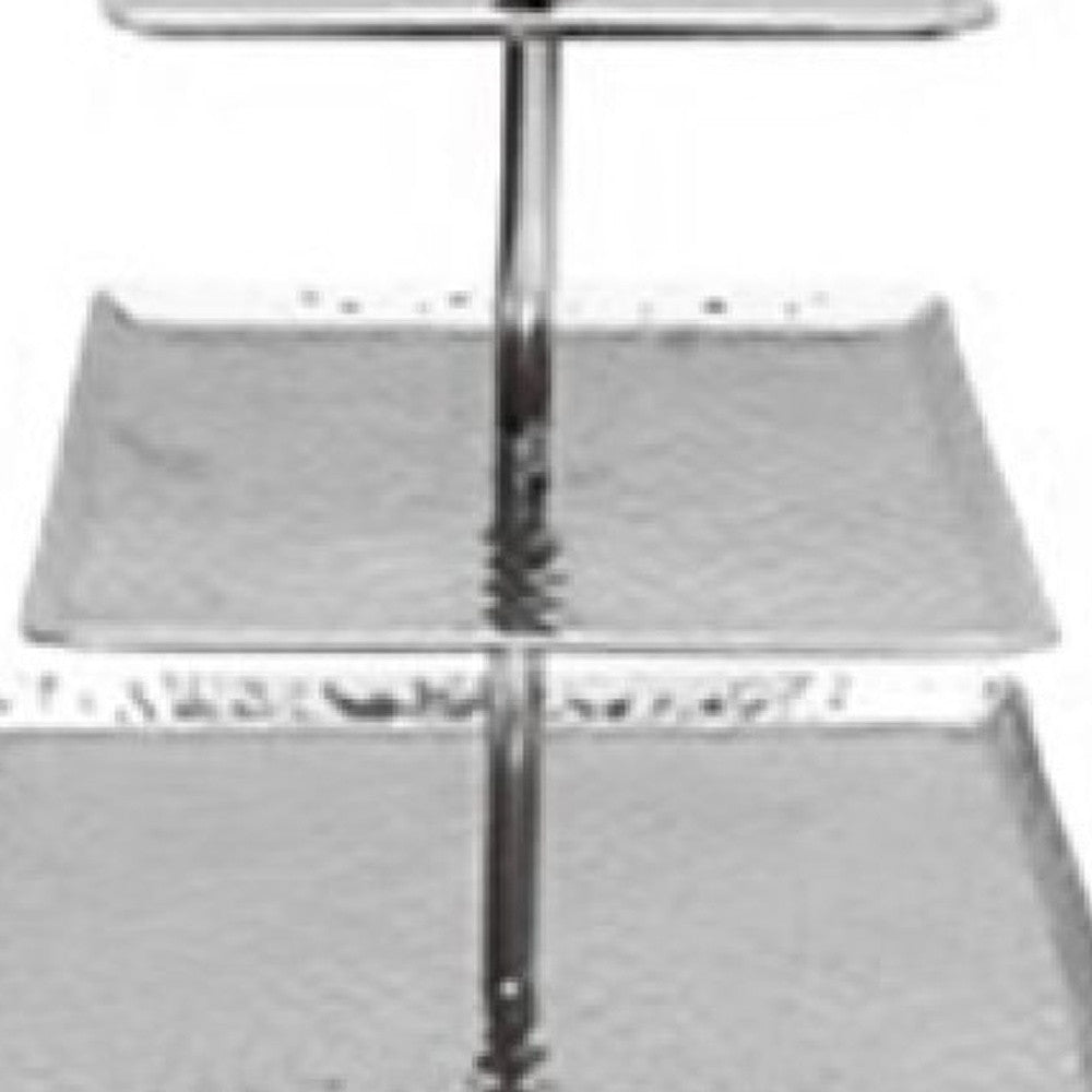 Hammered Square Shaped Three Tier Stand By Homeroots | Trays & Pedestals | Modishstore - 6