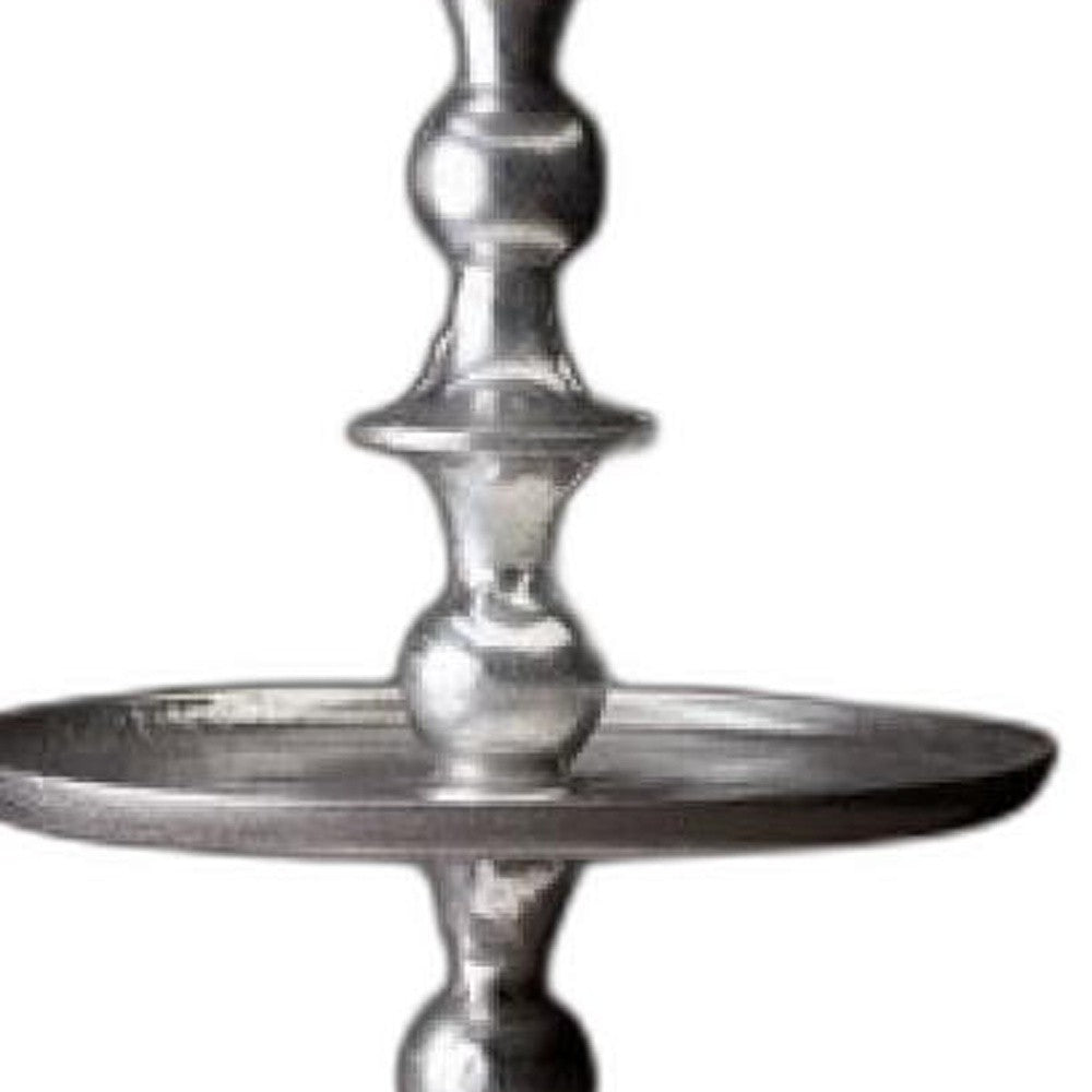 Round Silver Polished Three Tier Stand By Homeroots | Trays & Pedestals | Modishstore - 5