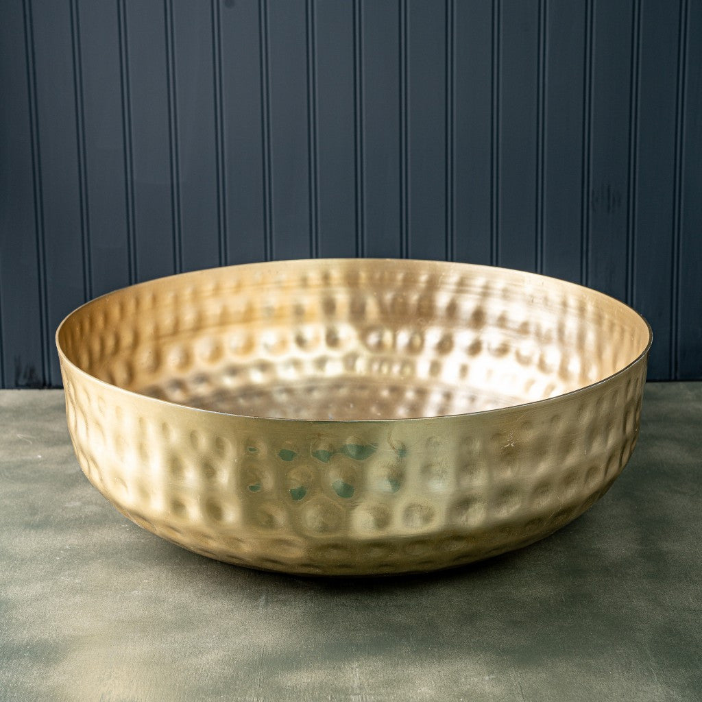 Gold Colored Round Hammered Bowl By Homeroots | Decorative Bowls | Modishstore - 2