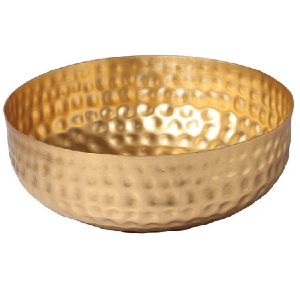 Gold Colored Round Hammered Bowl By Homeroots | Decorative Bowls | Modishstore - 4