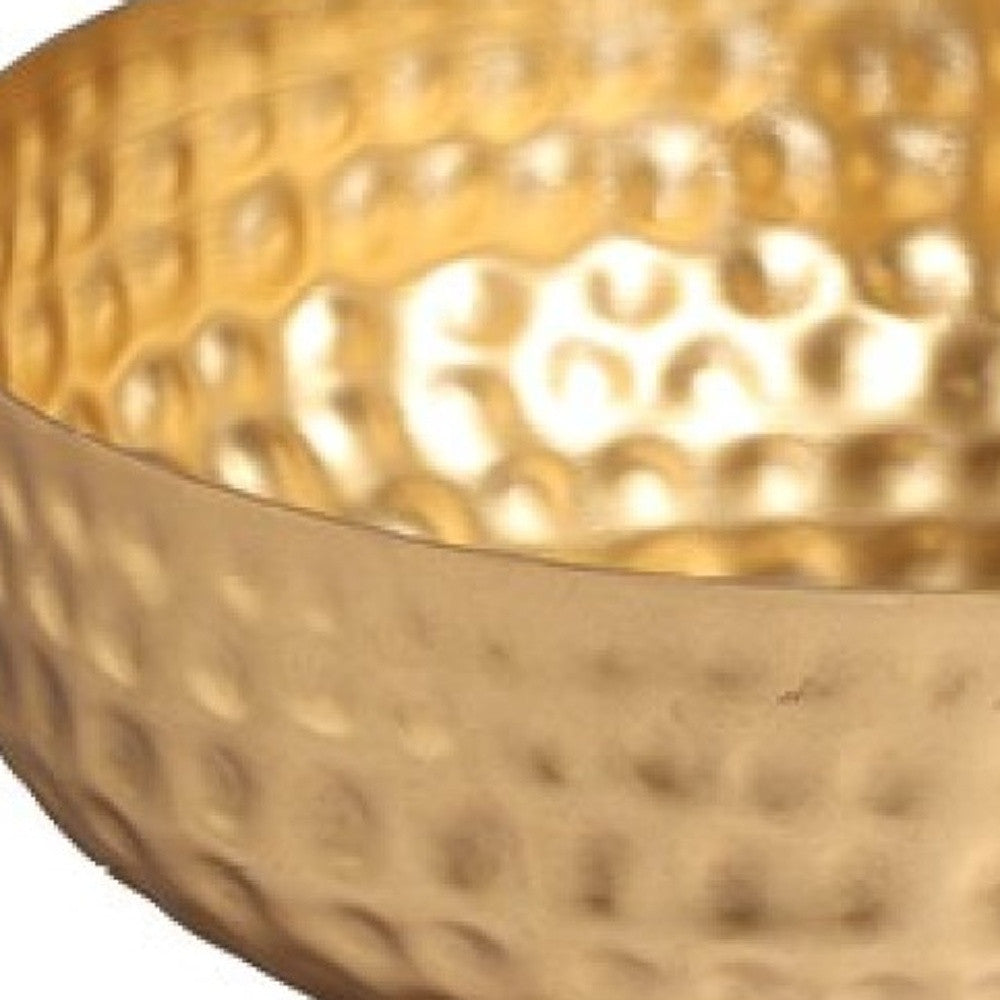 Gold Colored Round Hammered Bowl By Homeroots | Decorative Bowls | Modishstore - 6