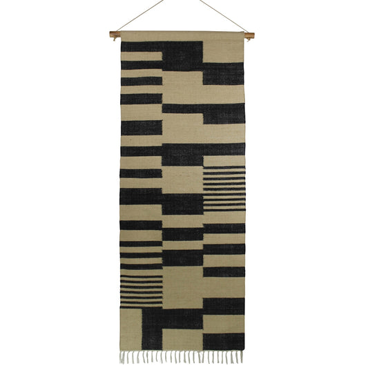 Black and Beige Jute Wall Hanging By Homeroots
