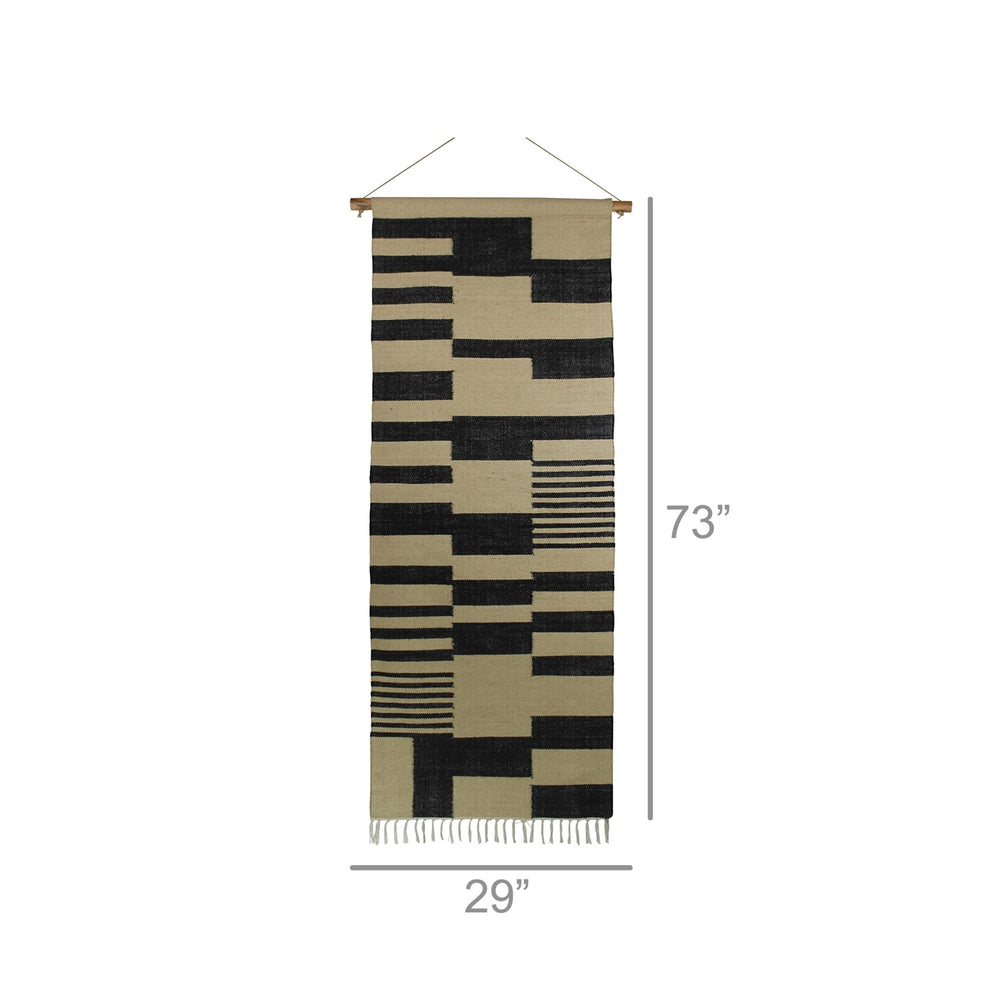 Black and Beige Jute Wall Hanging By Homeroots | Wall Decor | Modishstore - 3