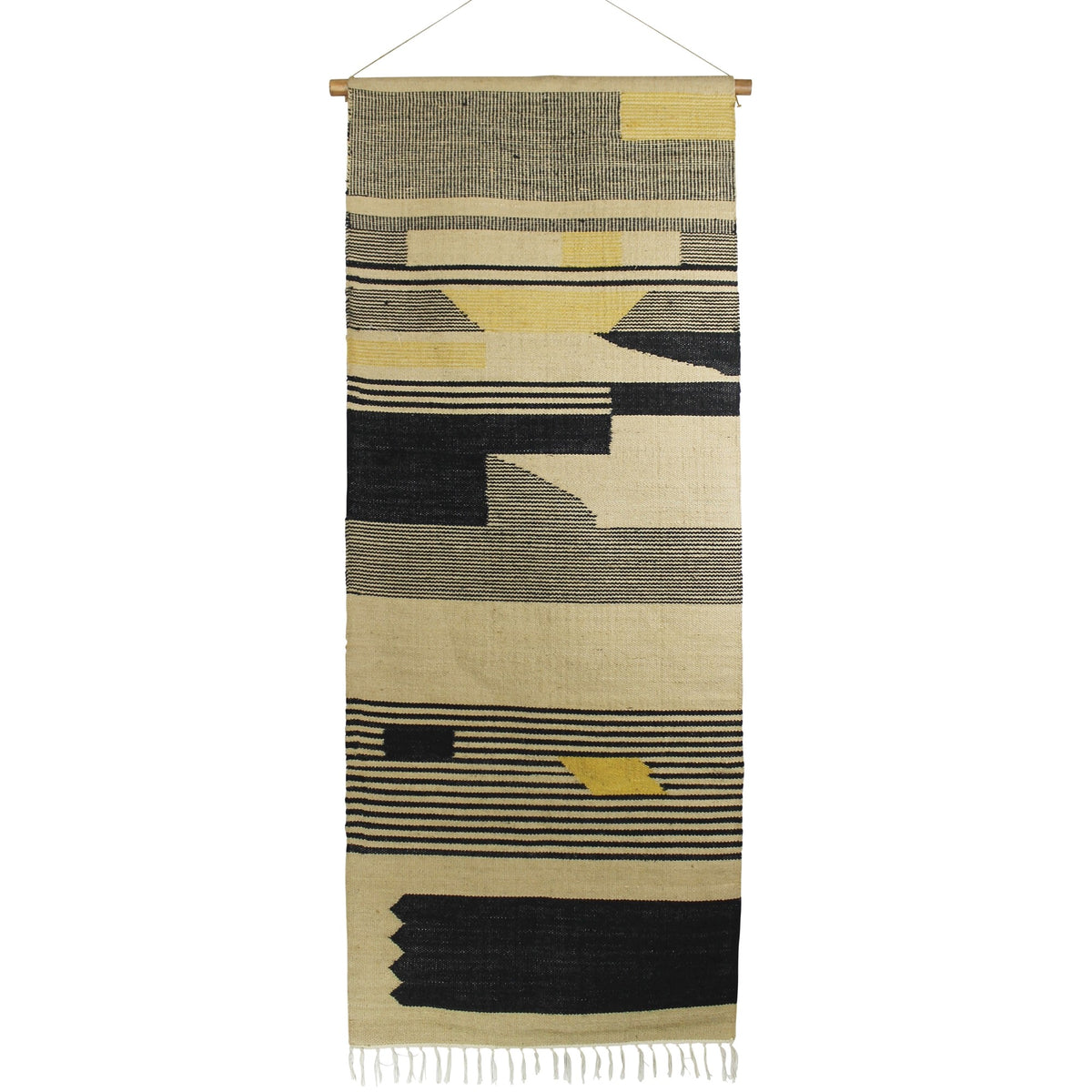 Black and Beige Angular Patterns Wall Hanging By Homeroots | Wall Decor | Modishstore