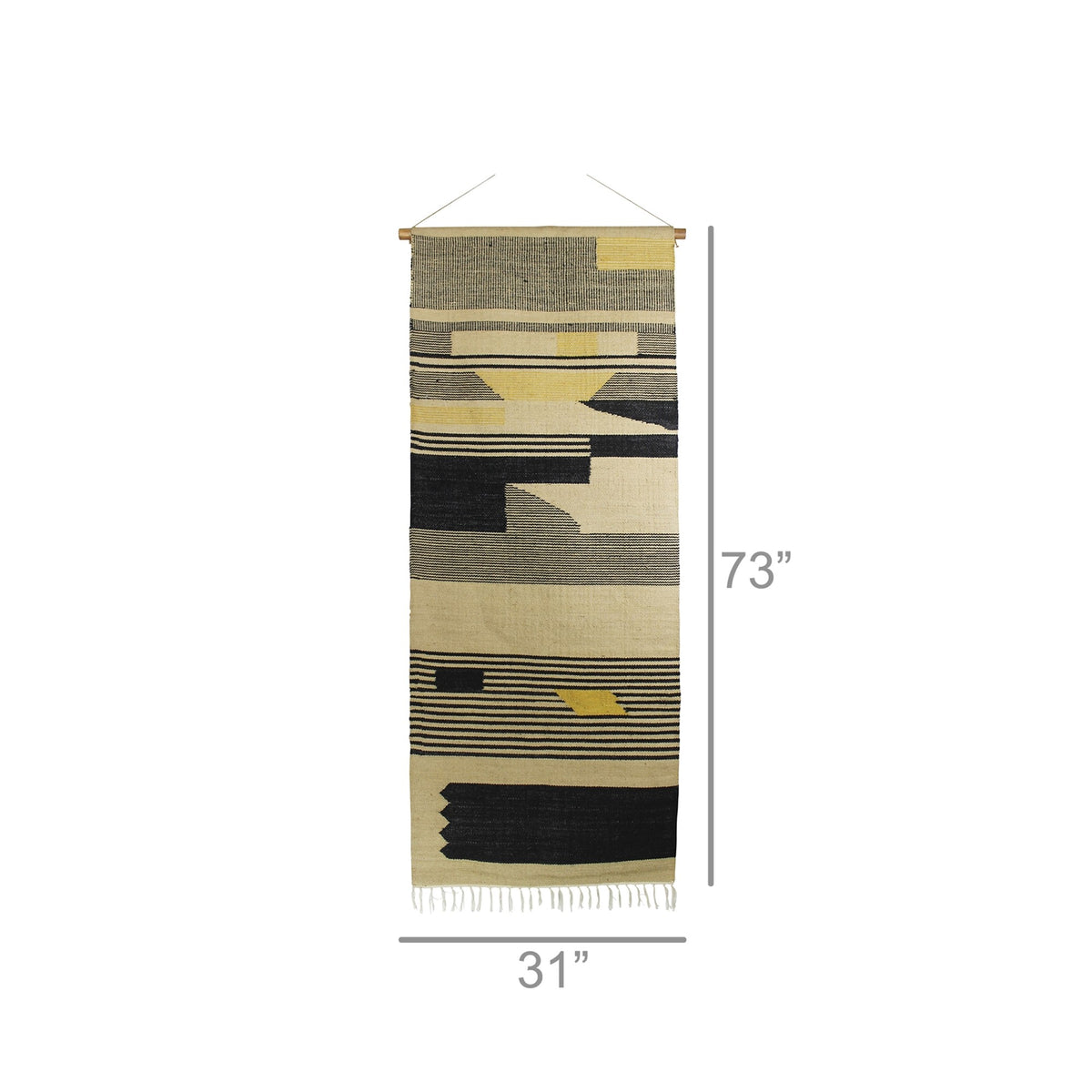 Black and Beige Angular Patterns Wall Hanging By Homeroots | Wall Decor | Modishstore - 3