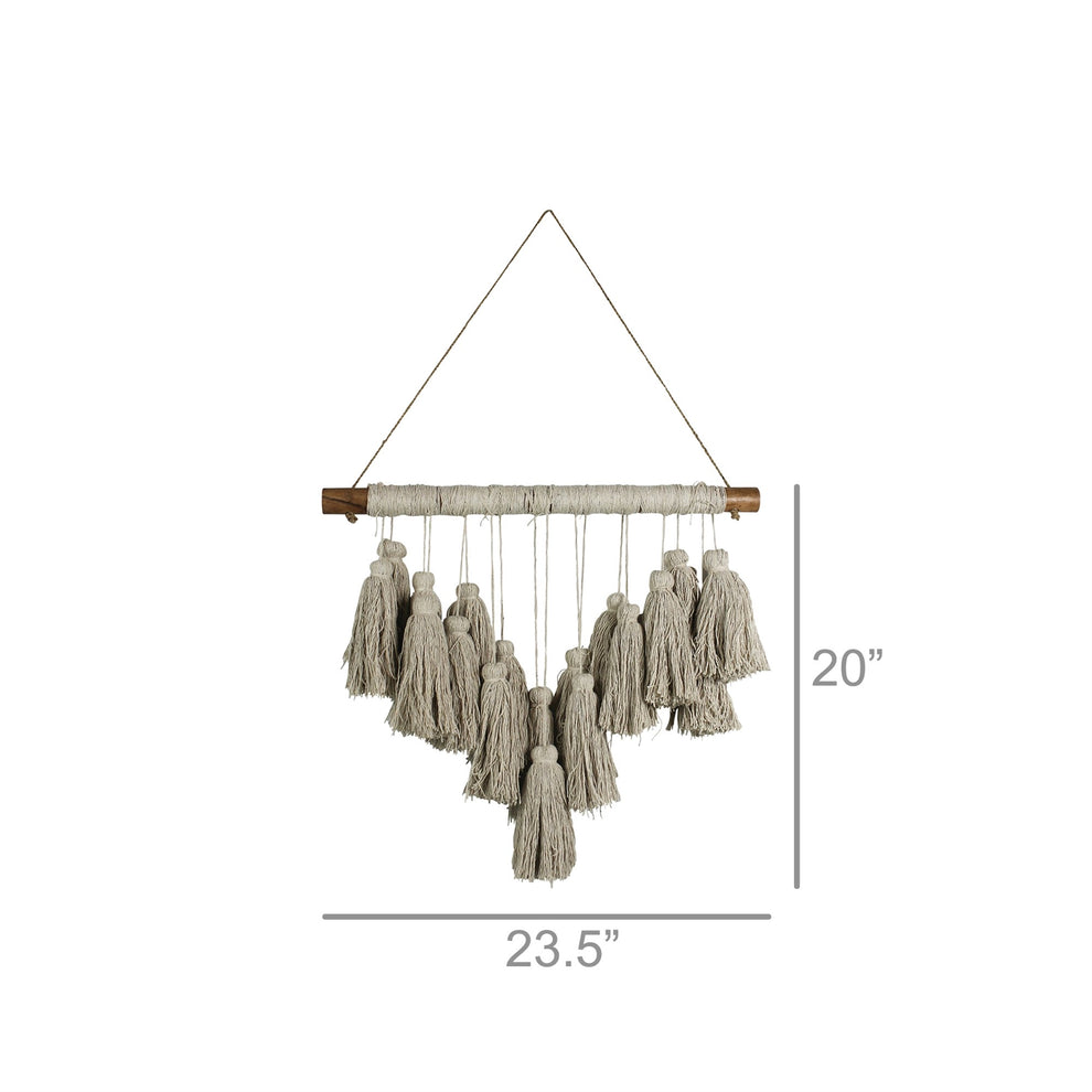 Beige Tassel Bohemian Wall Hanging By Homeroots | Wall Decor | Modishstore - 2