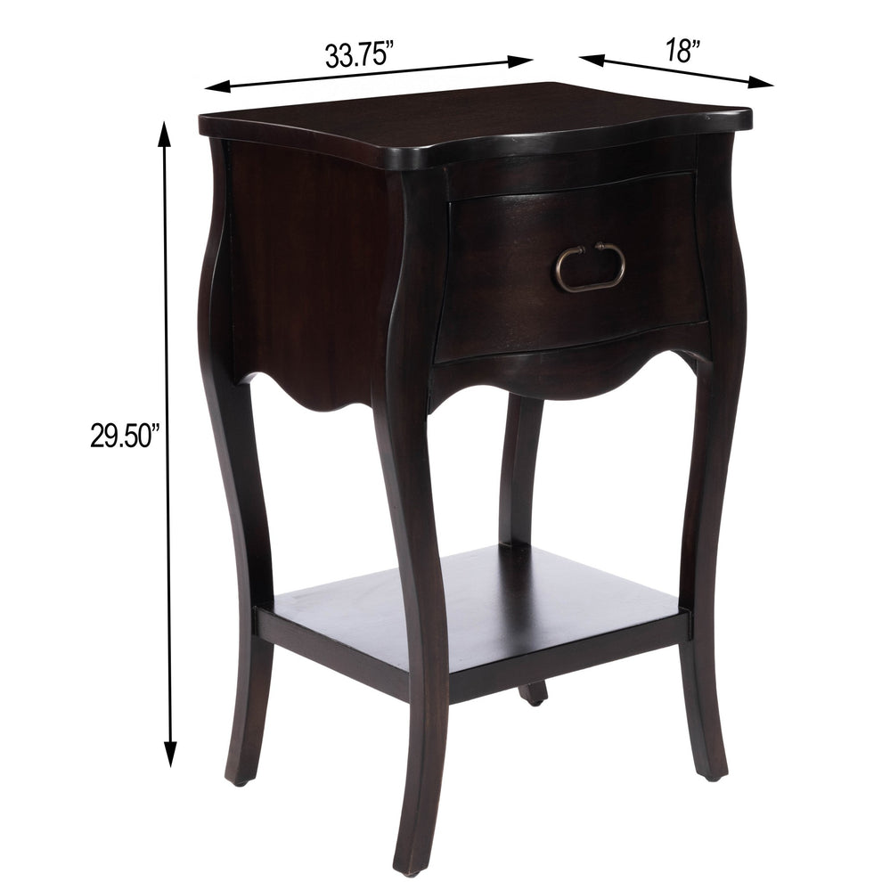 Dark Brown Chocolate Single Drawer Night Stand By Homeroots | Nightstands | Modishstore - 2