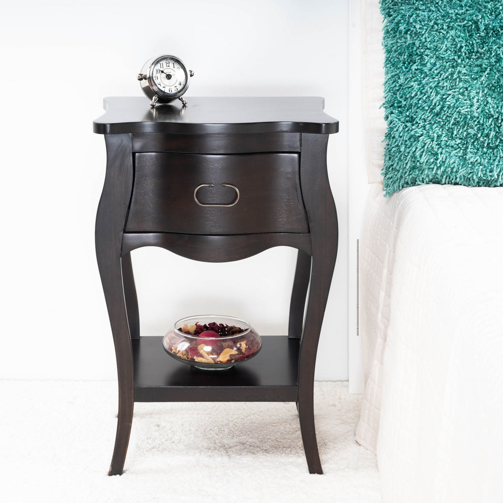 Dark Brown Chocolate Single Drawer Night Stand By Homeroots | Nightstands | Modishstore - 8