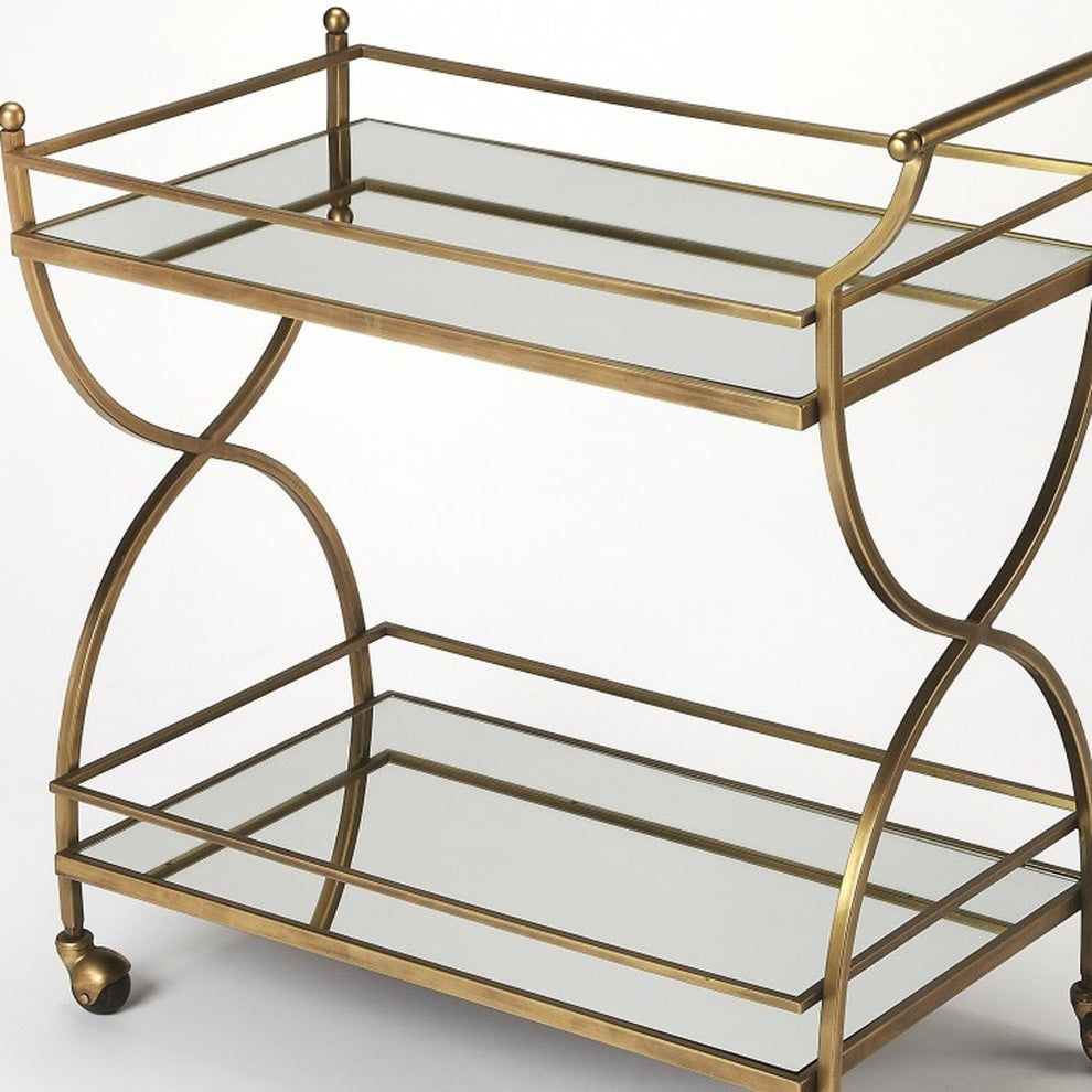 Antique Gold Bar Cart By Homeroots | Bar Carts | Modishstore - 4