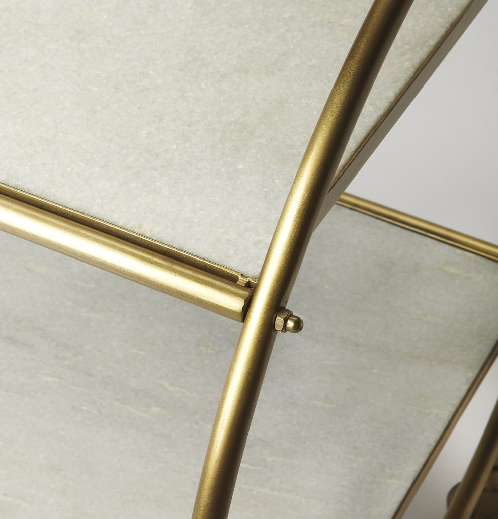 Modern Gold And Green Marble Rolling Server By Homeroots | Bar Carts | Modishstore - 4
