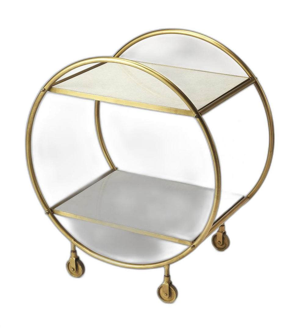 Modern Gold And Green Marble Rolling Server By Homeroots | Bar Carts | Modishstore - 5