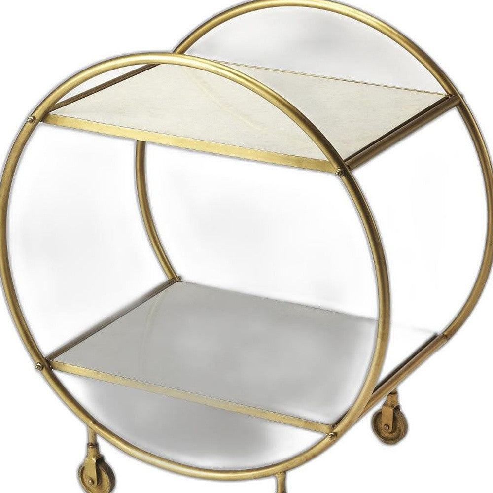 Modern Gold And Green Marble Rolling Server By Homeroots | Bar Carts | Modishstore - 7