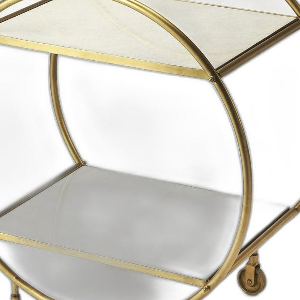 Modern Gold And Green Marble Rolling Server By Homeroots | Bar Carts | Modishstore - 8