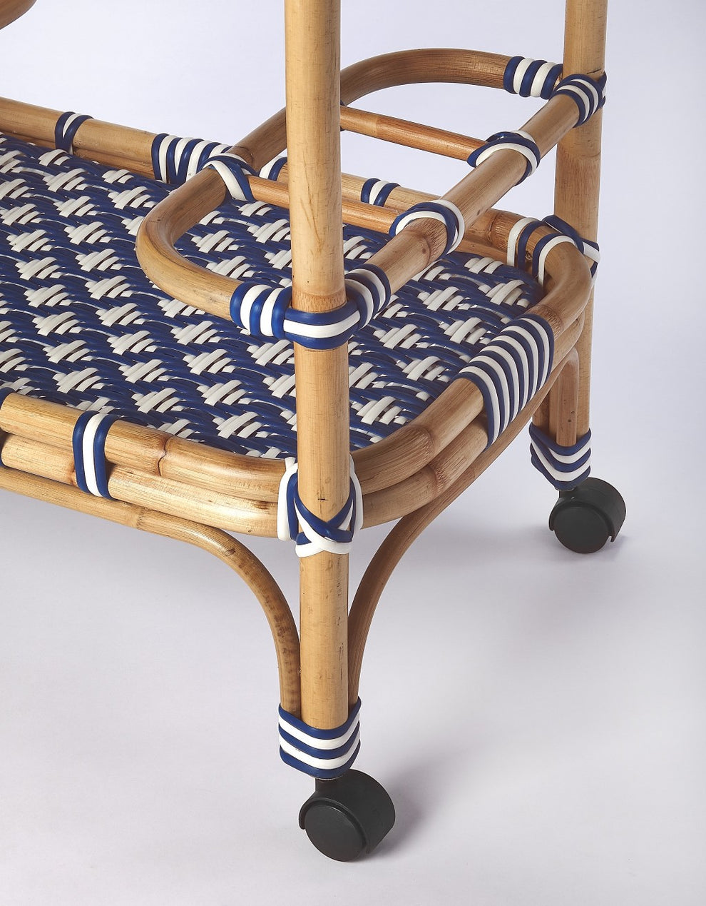 Blue And White Rattan Bar Cart By Homeroots | Bar Carts | Modishstore - 7