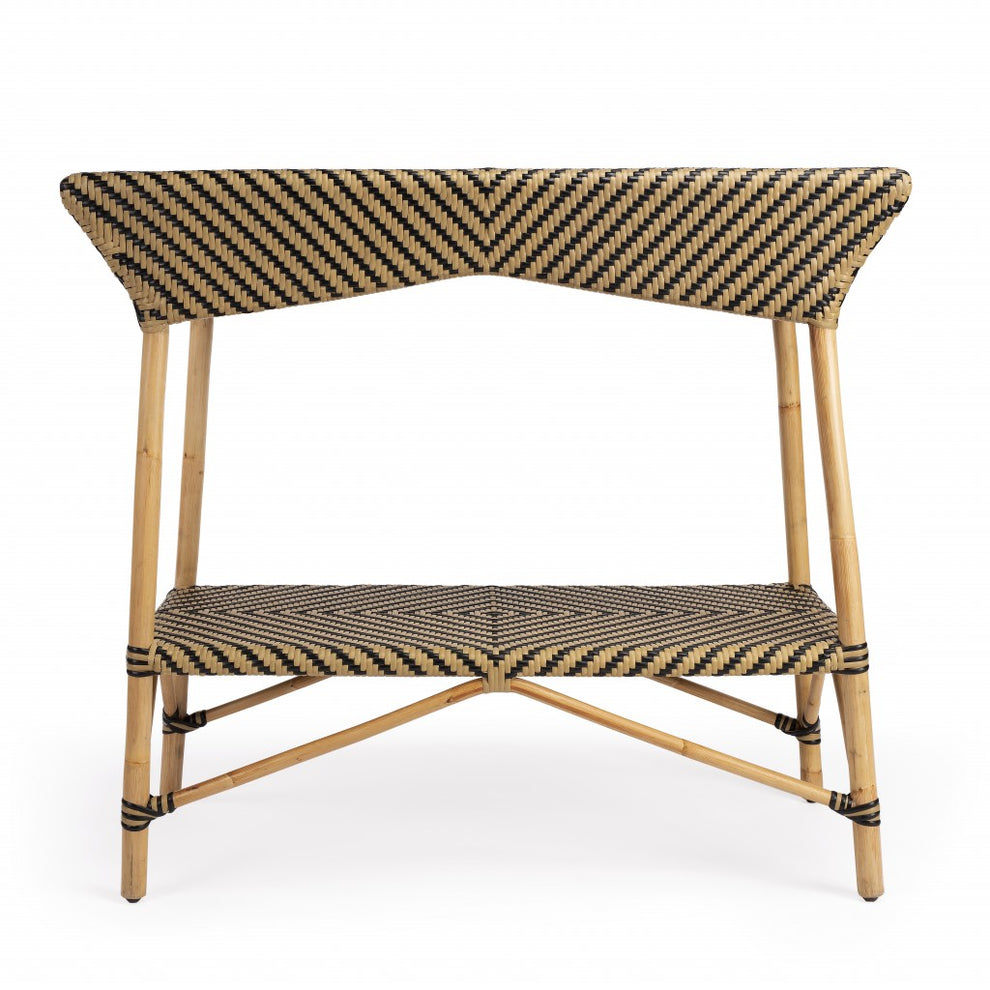 Brown And Beige Rattan Bar Cart By Homeroots | Bar Carts | Modishstore - 2