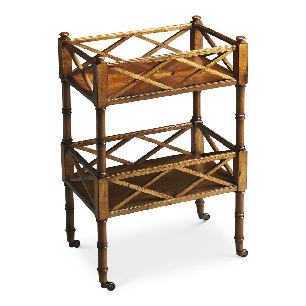 Olive Ash Burl Mobile Server By Homeroots | Bar Carts | Modishstore - 4