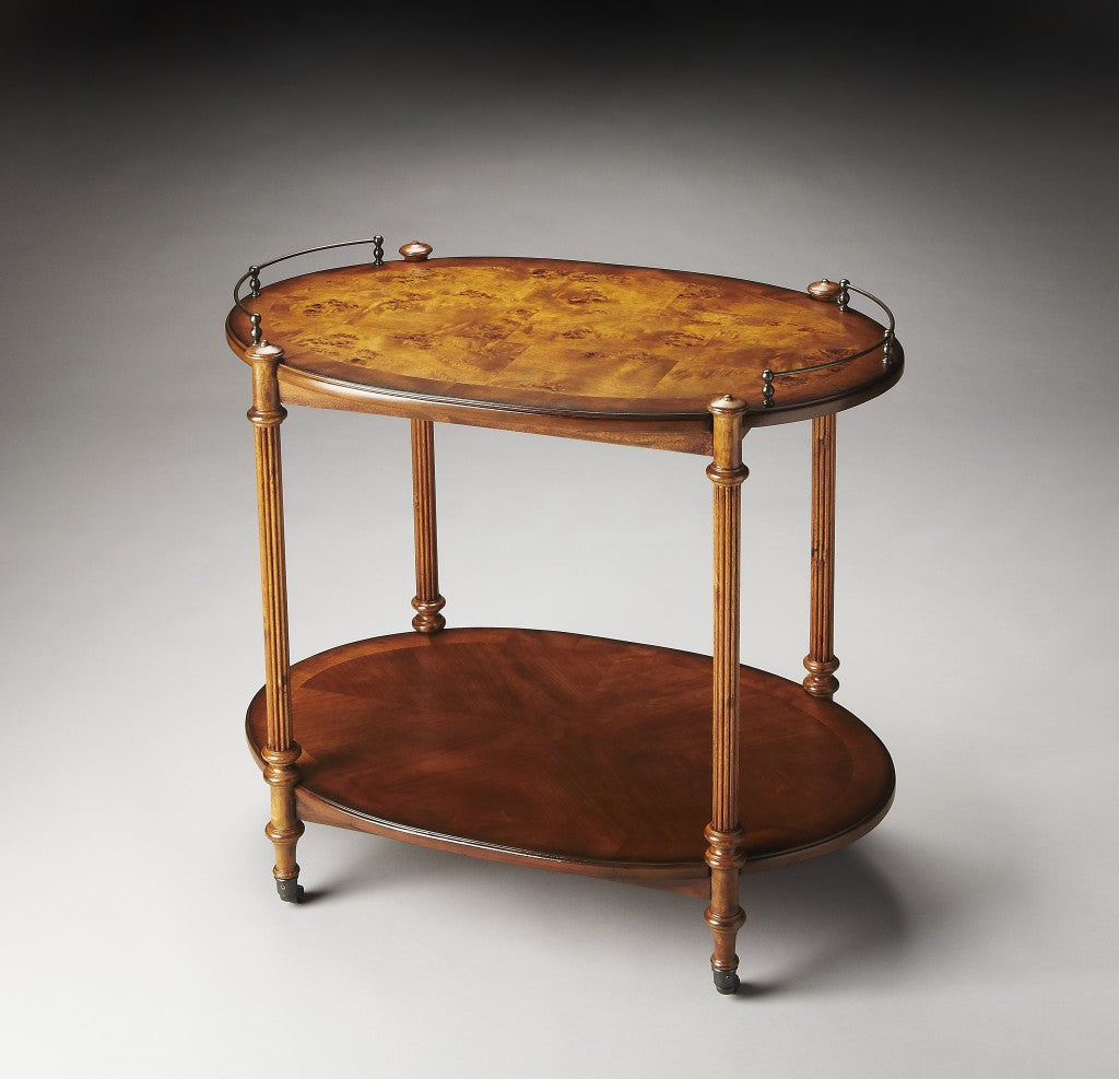 Olive Ash Burl Tea Server By Homeroots | Bar Carts | Modishstore - 3