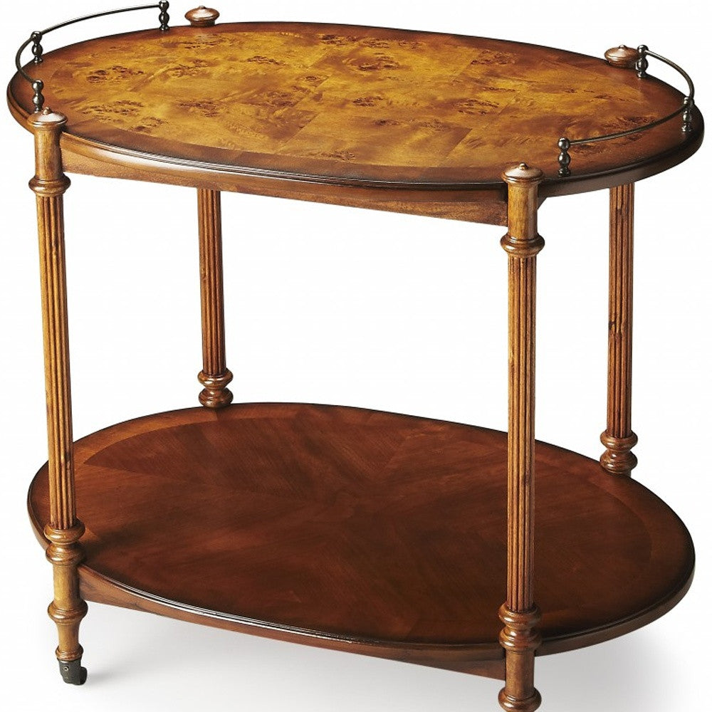 Olive Ash Burl Tea Server By Homeroots | Bar Carts | Modishstore - 5