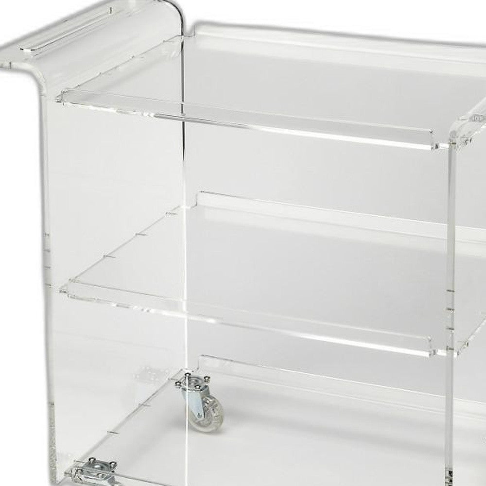 Clear Acrylic Rolling Server Bar Cart By Homeroots | Bar Carts | Modishstore - 6