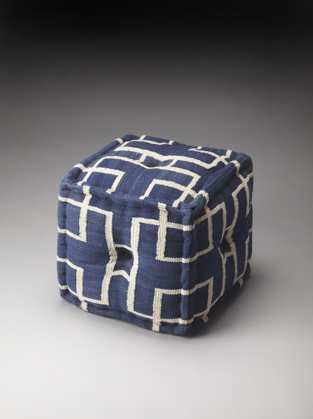 Blue Square Cotton Pouf Ottoman By Homeroots | Ottomans | Modishstore - 6