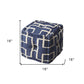 Blue Square Cotton Pouf Ottoman By Homeroots | Ottomans | Modishstore - 7