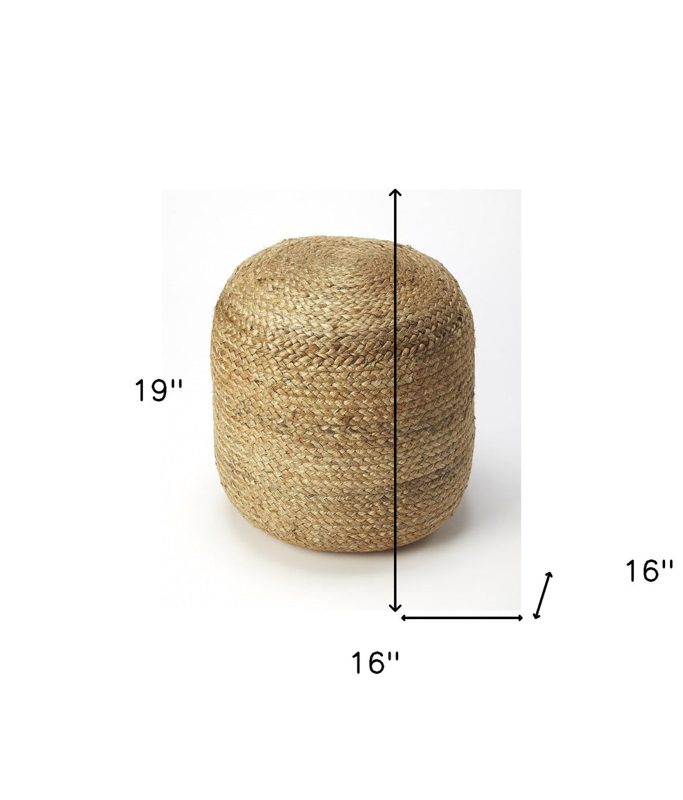 Bohemian Bullet Jute Pouf Ottoman By Homeroots | Ottomans | Modishstore - 4