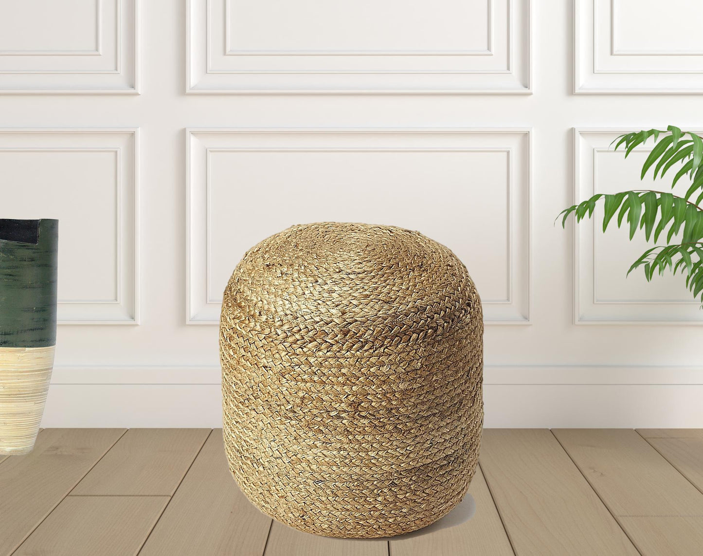 Bohemian Bullet Jute Pouf Ottoman By Homeroots | Ottomans | Modishstore - 2