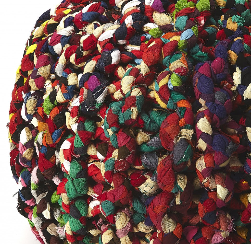 Boho Multi Color Rag Pouf Ottoman By Homeroots | Ottomans | Modishstore - 4