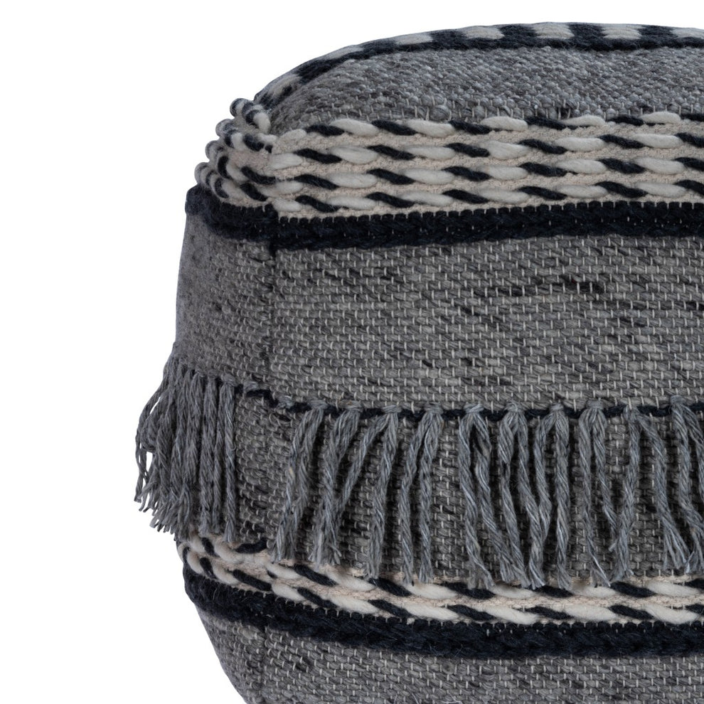 Boho Square Black and Gray Pouf Ottoman By Homeroots | Ottomans | Modishstore - 5