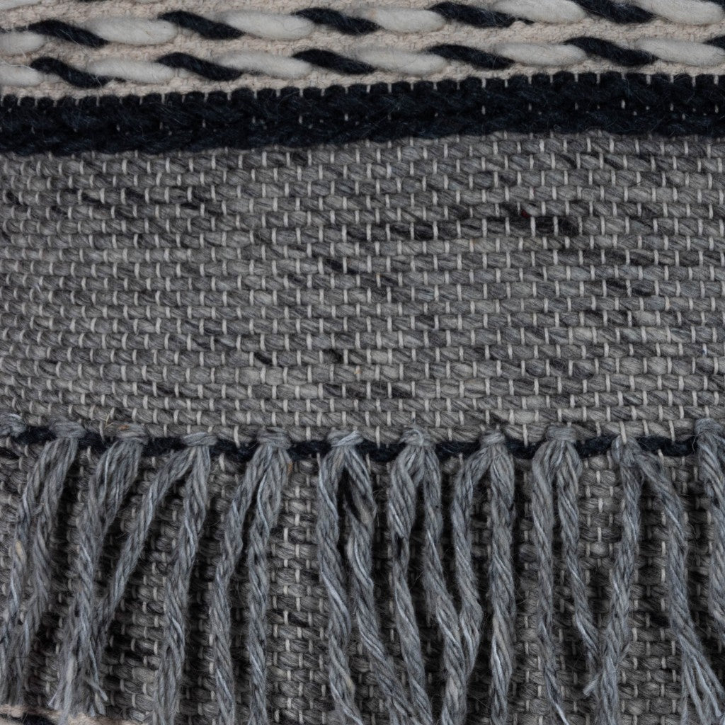 Boho Square Black and Gray Pouf Ottoman By Homeroots | Ottomans | Modishstore - 8