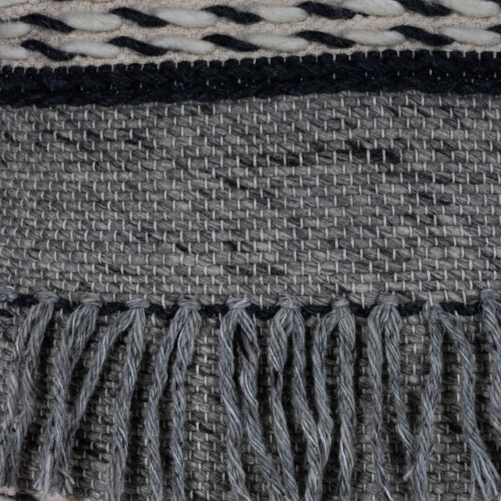 Boho Square Black and Gray Pouf Ottoman By Homeroots | Ottomans | Modishstore - 8