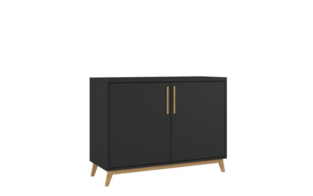 Modern Black And Natural Two Door Buffet By Homeroots | Sideboards | Modishstore - 4