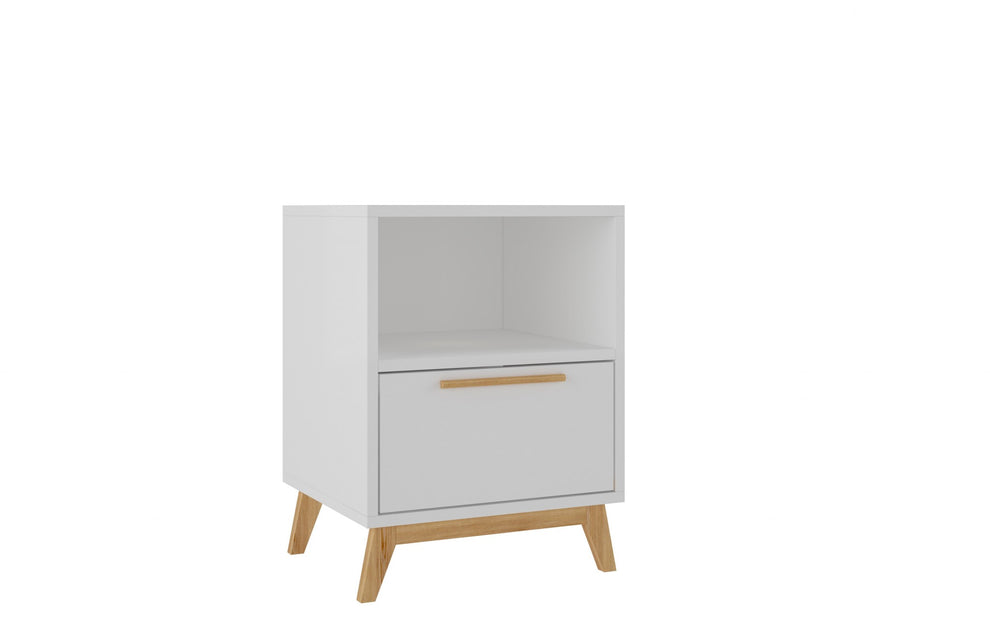 Modern White And Natural Flair Night Stand By Homeroots | Nightstands | Modishstore - 2