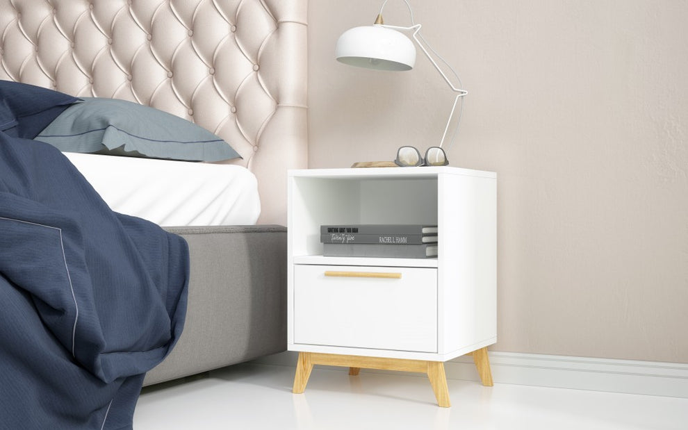 Modern White And Natural Flair Night Stand By Homeroots | Nightstands | Modishstore - 4