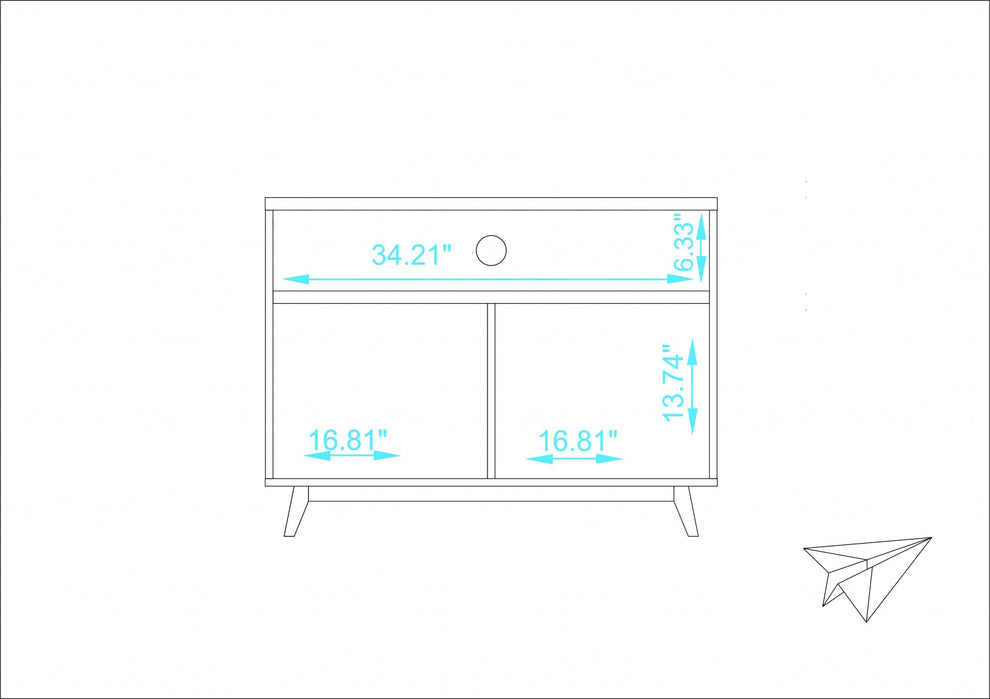Modern Black And Natural Two Door Console Table By Homeroots | Cabinets | Modishstore - 7
