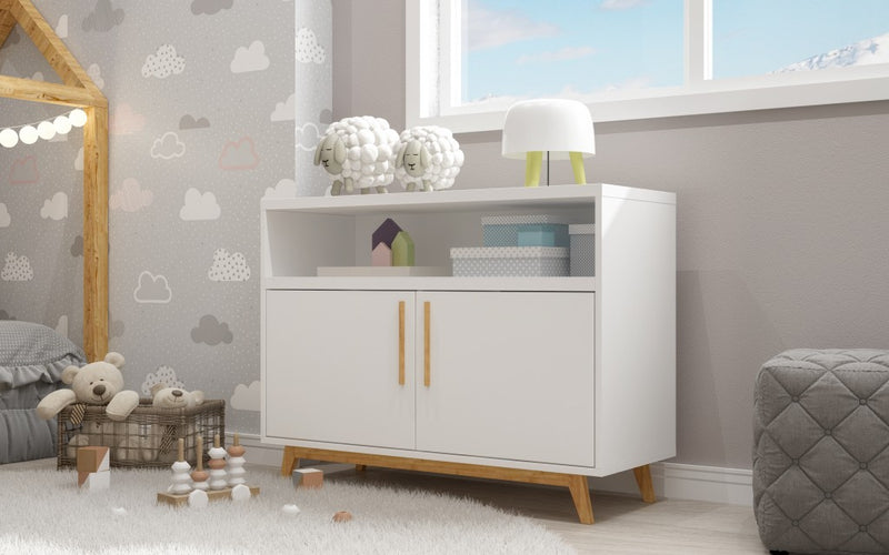 Modern Black And Natural Two Door Console Table By Homeroots | Cabinets | Modishstore - 8