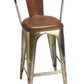 Brown Leather And Iron Bar Stool By Homeroots - 389035 | Bar Stools | Modishstore - 3
