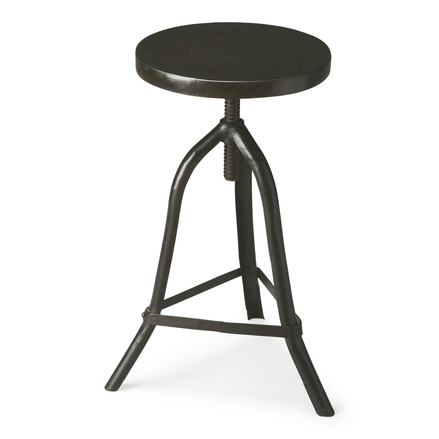 Black Iron Revolving Round Stool By Homeroots | Stools | Modishstore - 2