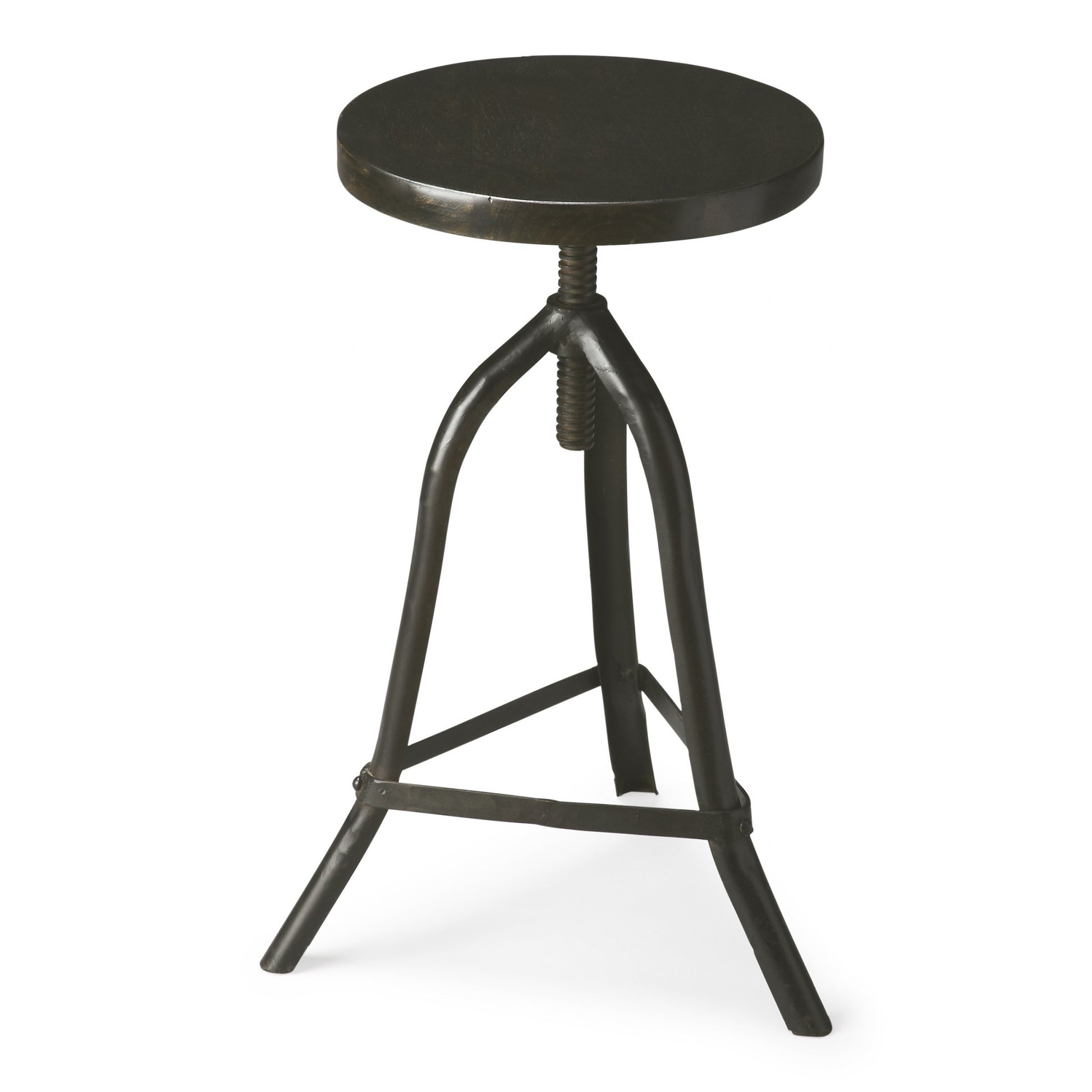 Black Iron Revolving Round Stool By Homeroots | Stools | Modishstore - 2
